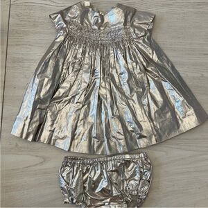 Bonpoint Metallic duchesse smocked Dress